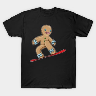 Gingerbread man Christmas Snowboard T-Shirt